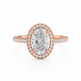 Halo Oval Lab-Grown Diamond Pavé Band Engagement Ring
