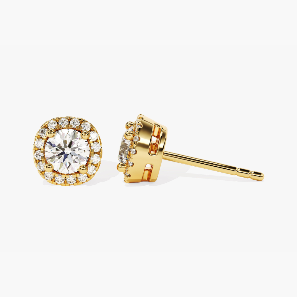 Halo Round Cut Moissanite Stud Earrings
