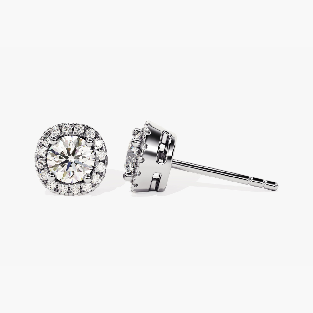 Halo Round Cut Moissanite Stud Earrings