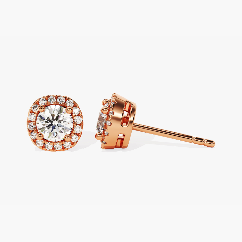 Halo Round Cut Moissanite Stud Earrings