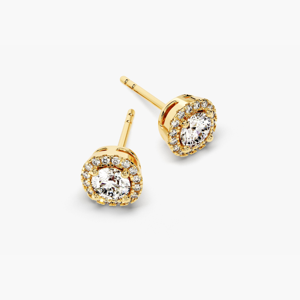 Halo Round Cut Moissanite Stud Earrings