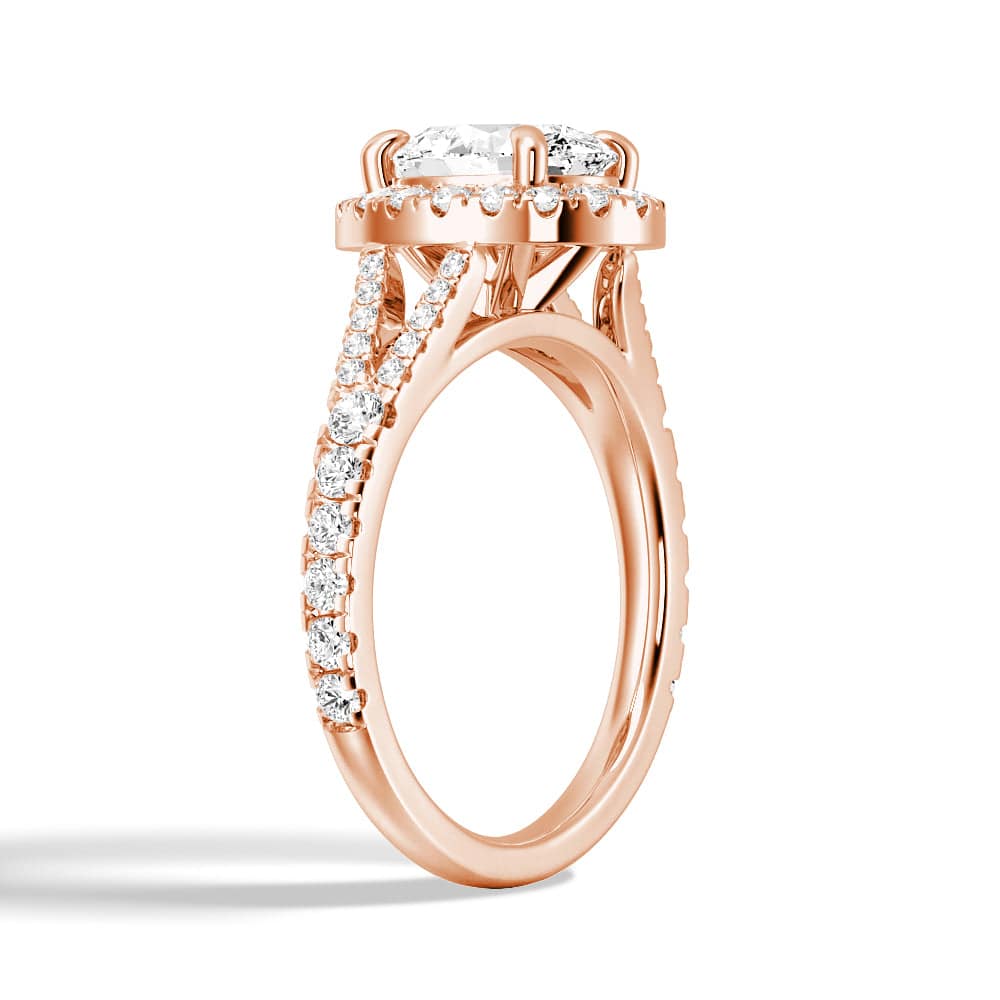 Halo Oval Cut Split-Shank Moissanite Engagement Ring