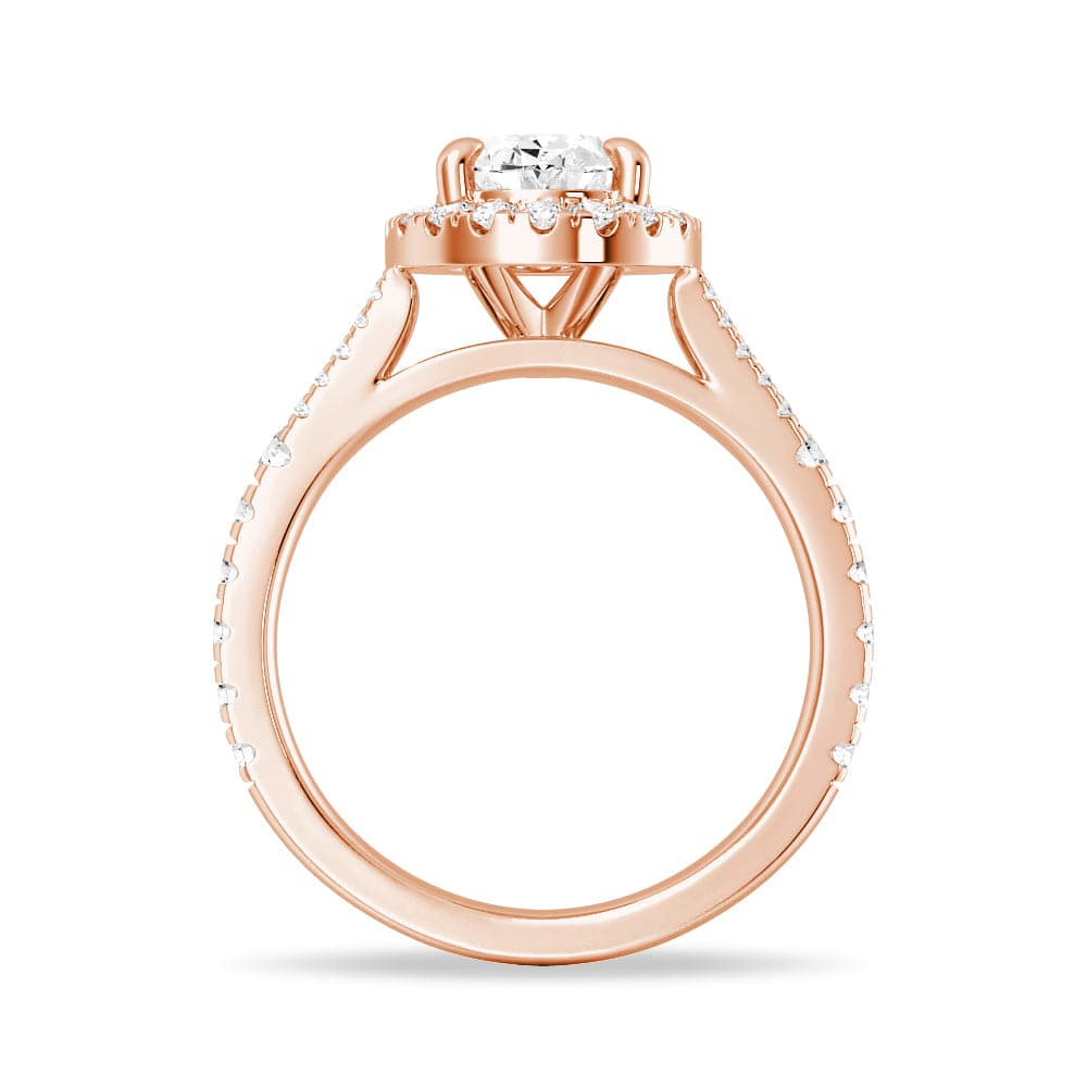 Halo Oval Cut Split-Shank Moissanite Engagement Ring
