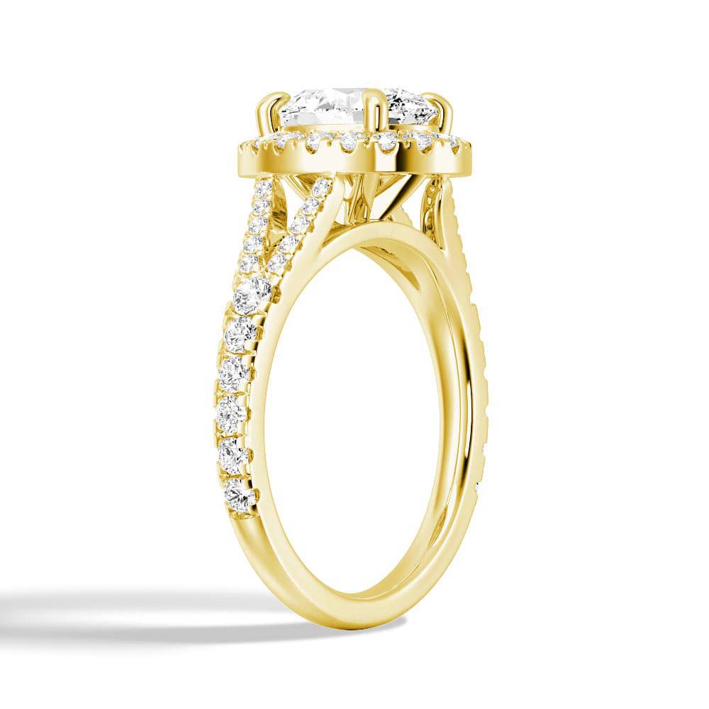 Halo Oval Cut Split-Shank Moissanite Engagement Ring