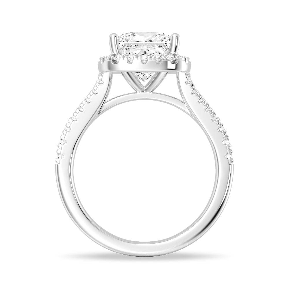 Halo Princess Cut Split-Shank Moissanite Engagement Ring