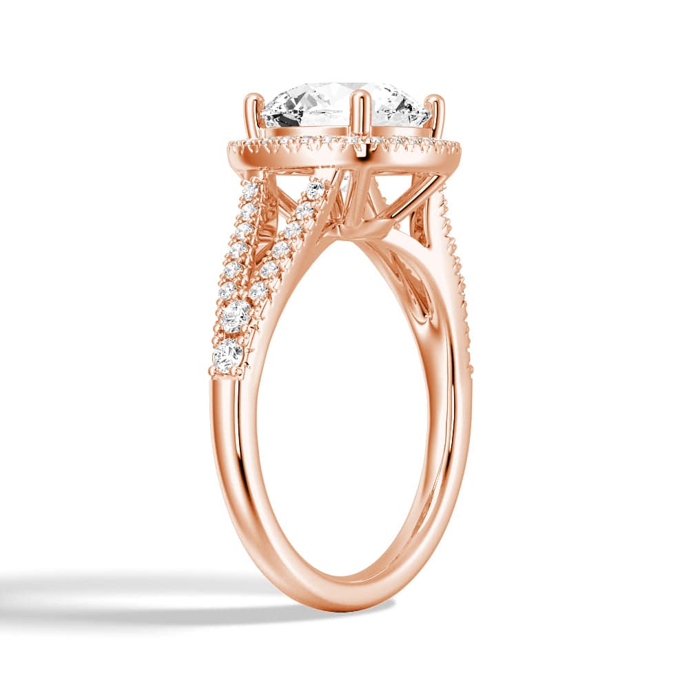 Halo Round Cut Split-Shank Moissanite Engagement Ring