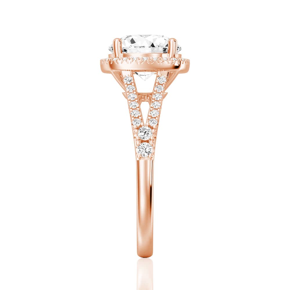 Halo Round Cut Split-Shank Moissanite Engagement Ring
