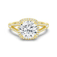 Load image into Gallery viewer, Halo Round Cut Split-Shank Moissanite Engagement Ring
