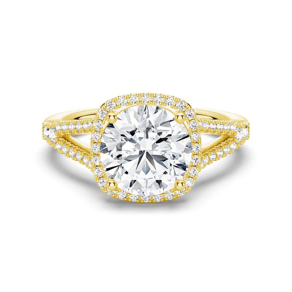 Halo Round Cut Split-Shank Moissanite Engagement Ring