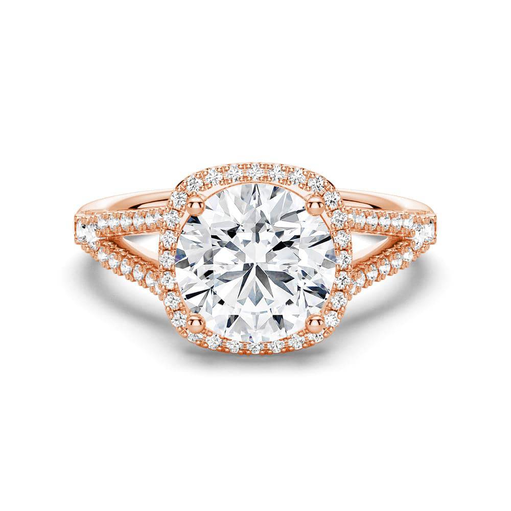 Halo Round Cut Split-Shank Moissanite Engagement Ring