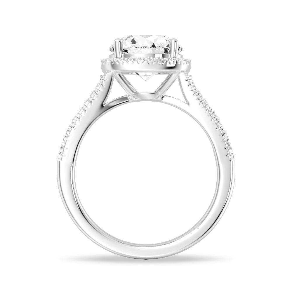Halo Round Cut Split-Shank Moissanite Engagement Ring