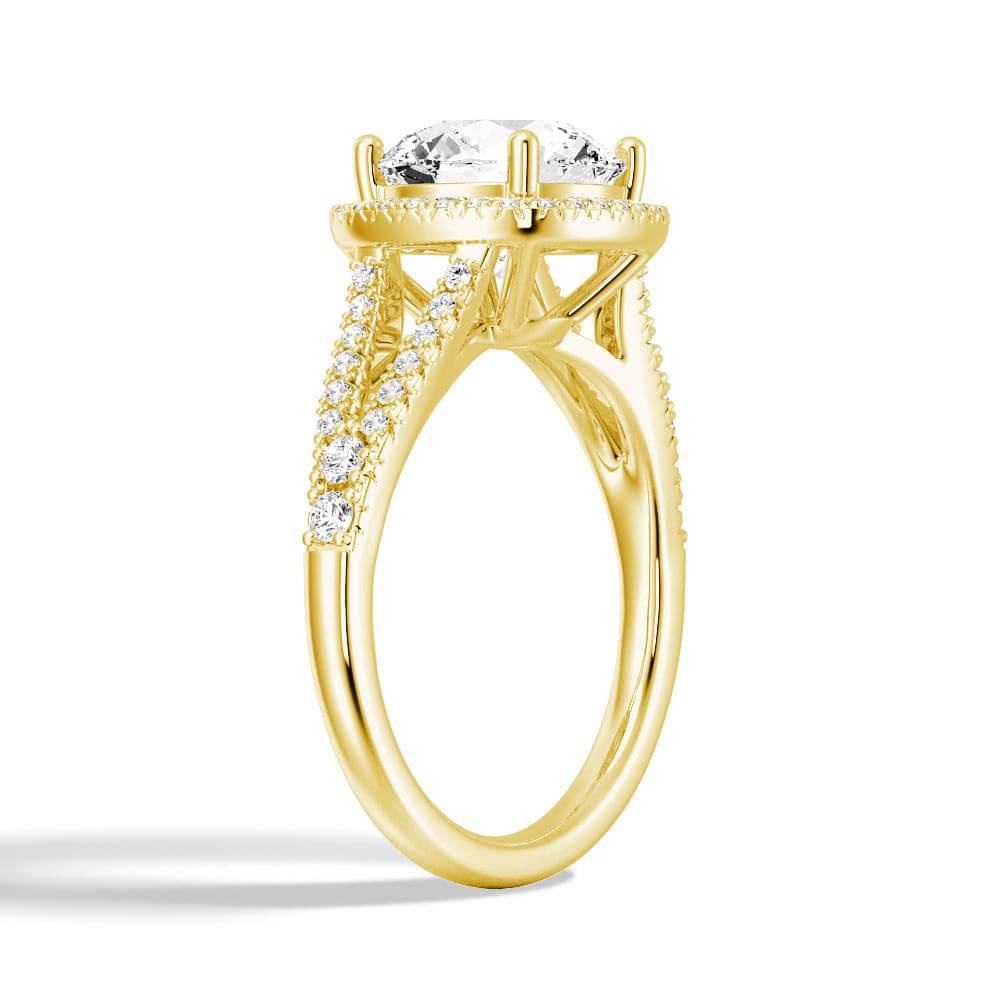 Halo Round Cut Split-Shank Moissanite Engagement Ring