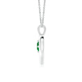 Heart Design Floating Round Lab-Created Emerald Pendant Necklace