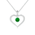 Heart Design Floating Round Lab-Created Emerald Pendant Necklace