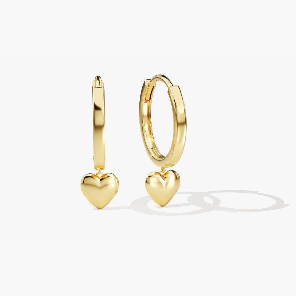 Heart Drop Huggie Hoop Earrings