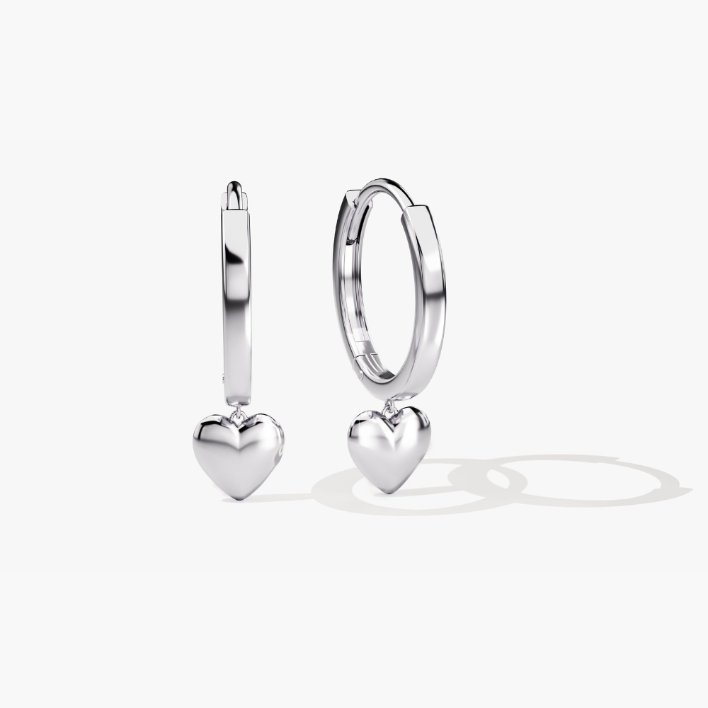 Heart Drop Huggie Hoop Earrings