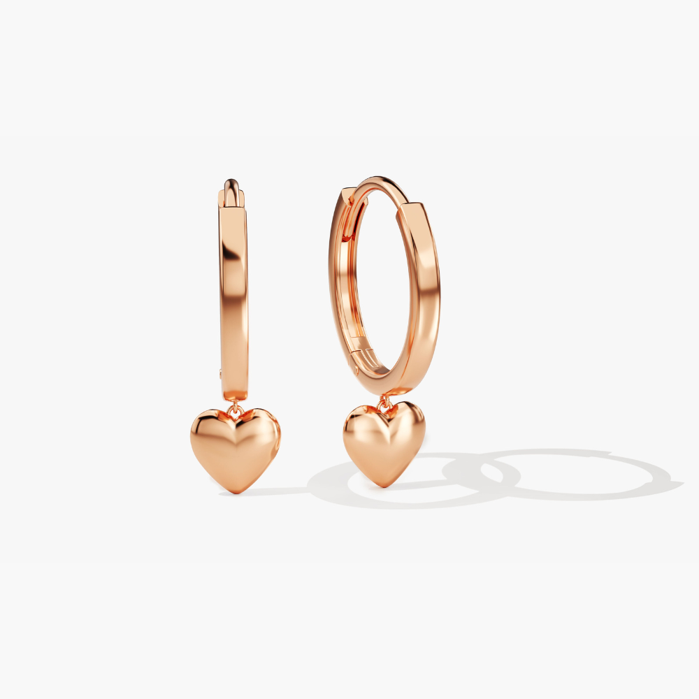 Heart Drop Huggie Hoop Earrings