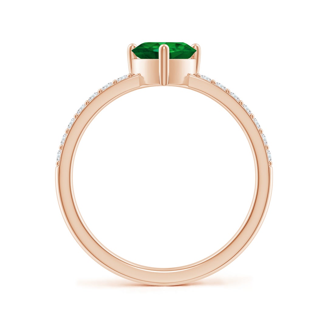 Heart Lab-Created Emerald with Moissanite Accents Promise Ring