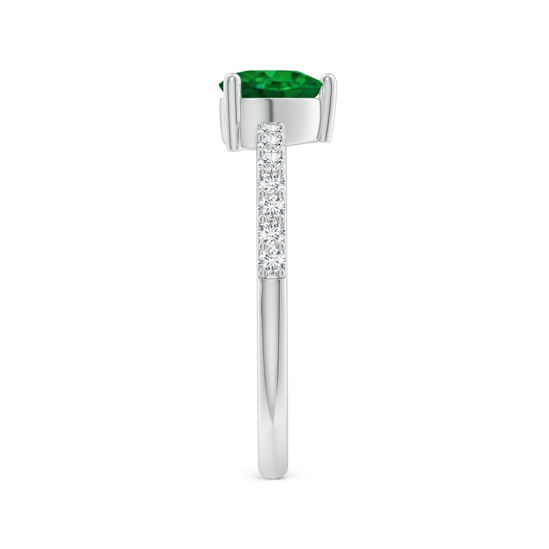 Heart Lab-Created Emerald with Moissanite Accents Promise Ring