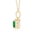 Heart Lab-Created Emerald with Moissanite Halo Pendant Necklace