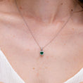 Heart Lab-Created Emerald with Moissanite Halo Pendant Necklace