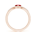 Heart Lab-Created Ruby with Chevron Pavé Moissanite Band Promise Ring