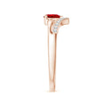 Heart Lab-Created Ruby with Chevron Pavé Moissanite Band Promise Ring