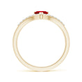 Heart Lab-Created Ruby with Chevron Pavé Moissanite Band Promise Ring