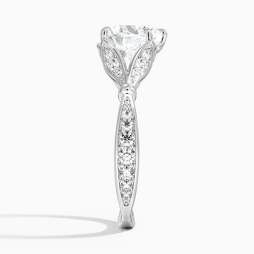 Heart Moissanite Floral Openwork Cathedral Engagement Ring