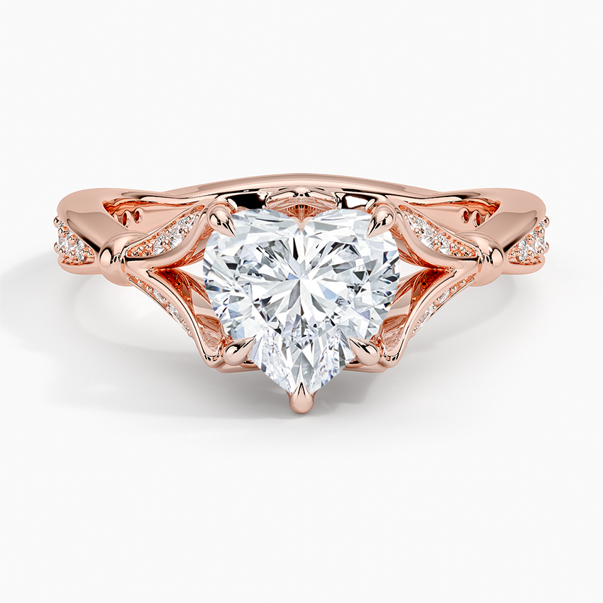 Heart Moissanite Floral Openwork Cathedral Engagement Ring