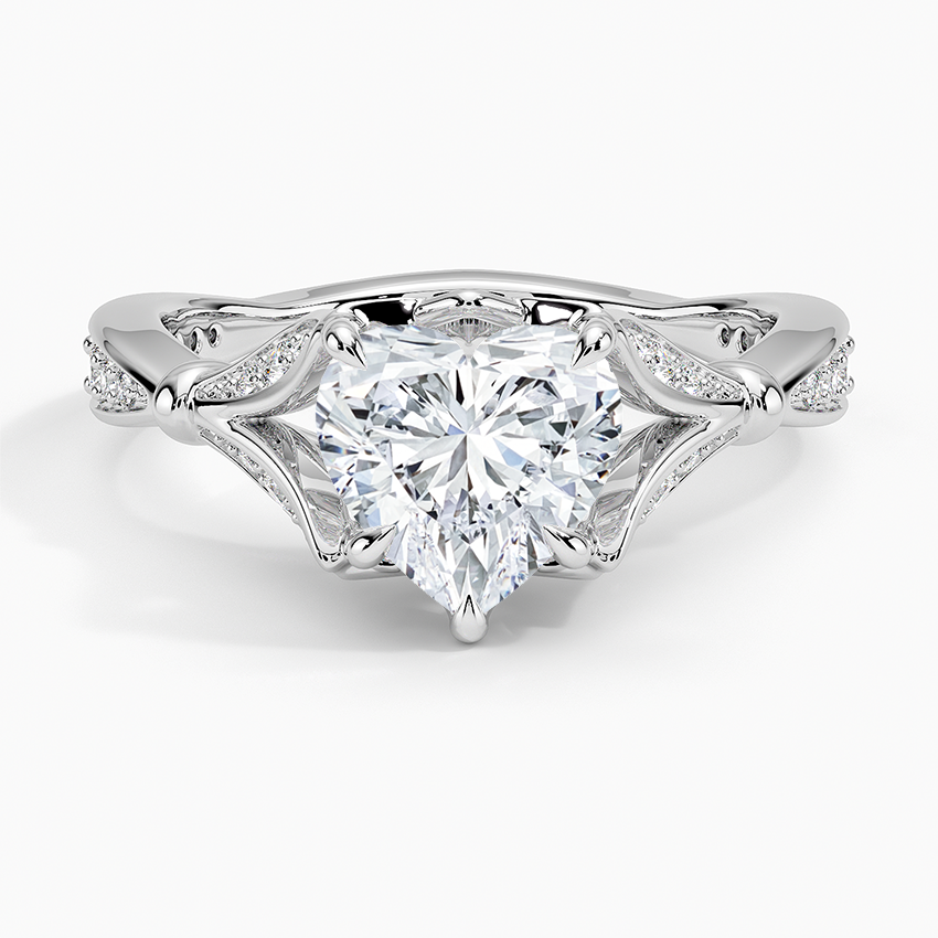 Heart Moissanite Floral Openwork Cathedral Engagement Ring