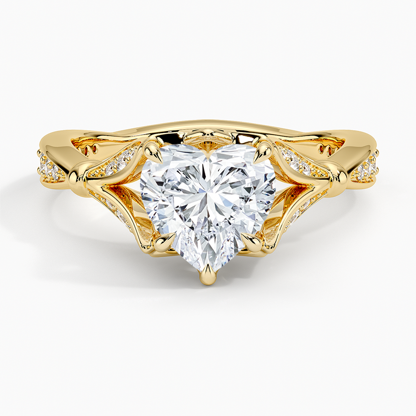 Heart Moissanite Floral Openwork Cathedral Engagement Ring