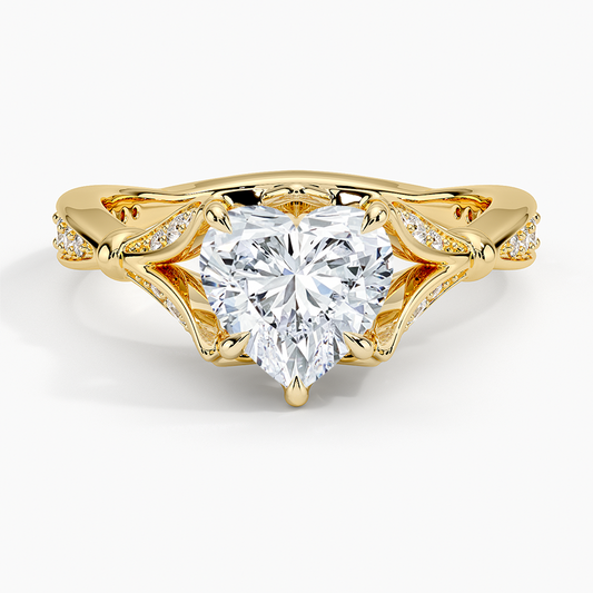 Heart Moissanite Floral Openwork Cathedral Engagement Ring