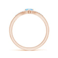 Heart-Shaped Aquamarine with Chevron Moissanite Accents Promise Ring