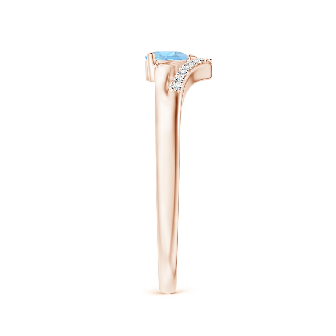 Heart-Shaped Aquamarine with Chevron Moissanite Accents Promise Ring