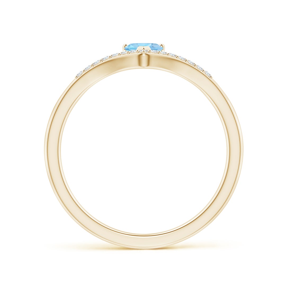 Heart-Shaped Aquamarine with Chevron Moissanite Accents Promise Ring