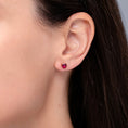 Heart-Shaped Lab-Created Ruby Solitaire Stud Earrings