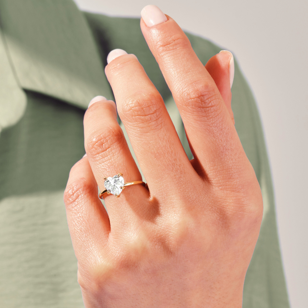 Heart Cut Solitaire Moissanite Engagement Ring – Fancy Clarity
