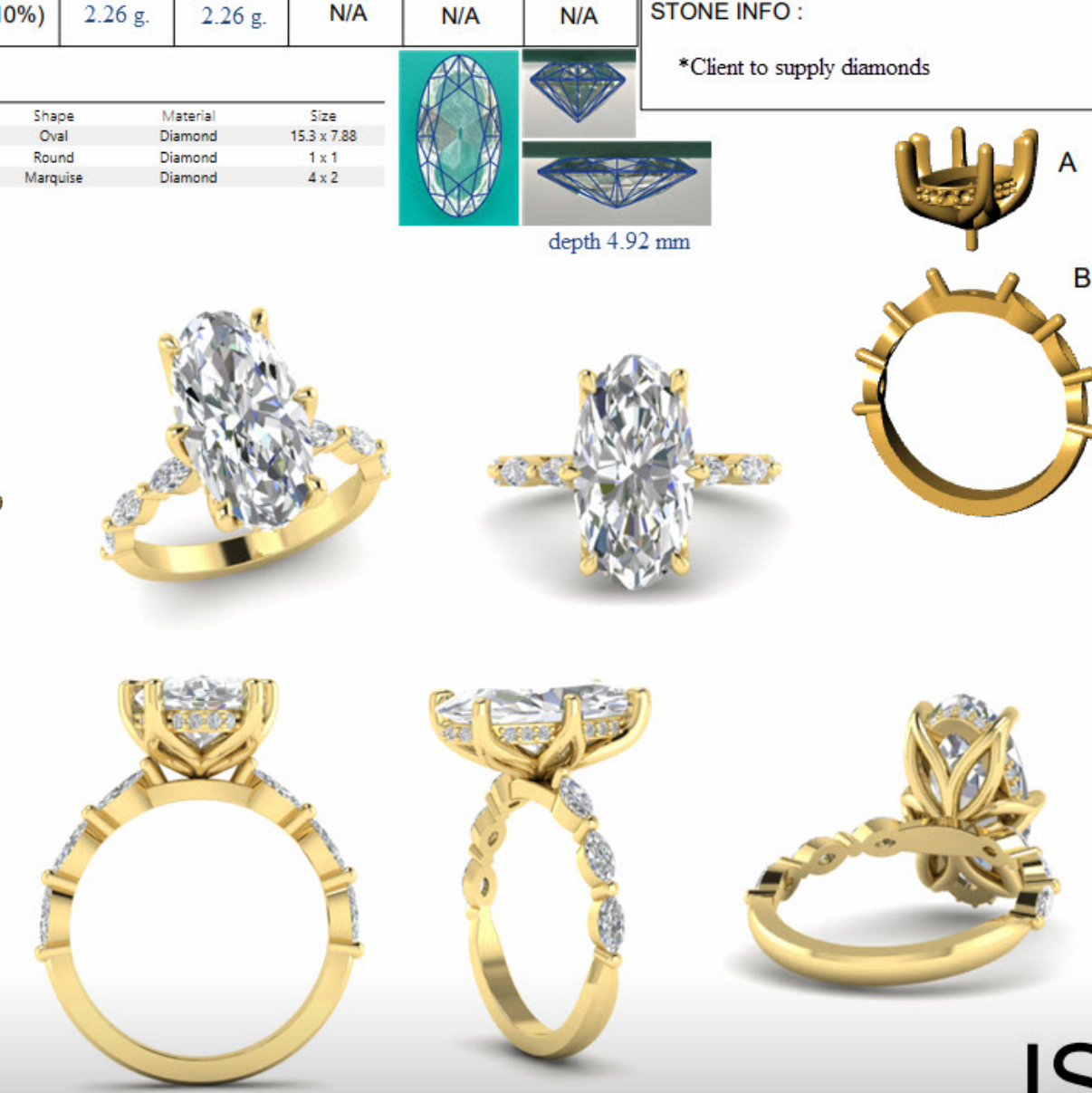 Deposit - Petal Moval Hidden Halo Moissanite Engagement Ring