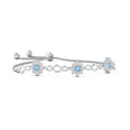 Infinity Aquamarine with Floral Moissanite Halos Station Bolo Bracelet