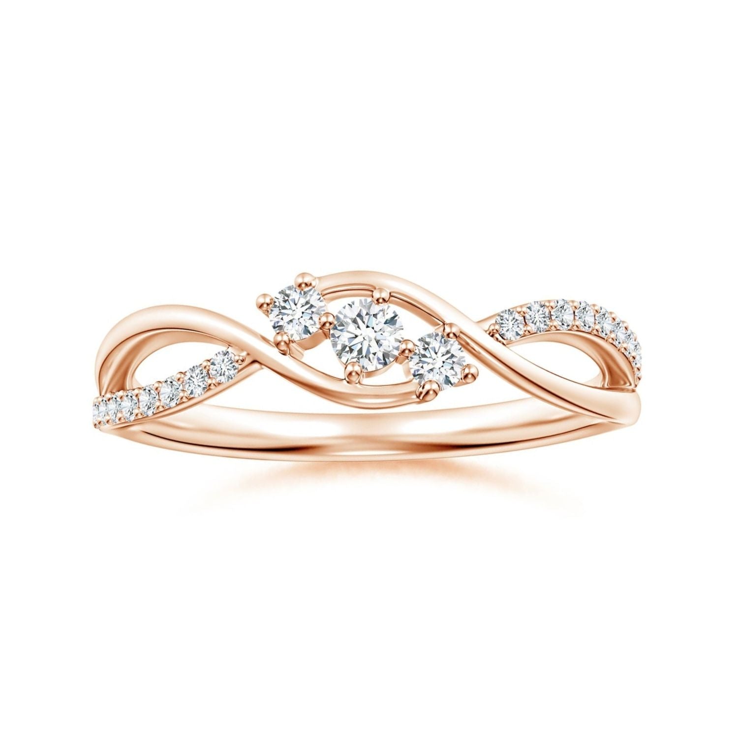 Infinity Twist Three Stone Moissanite Promise Ring