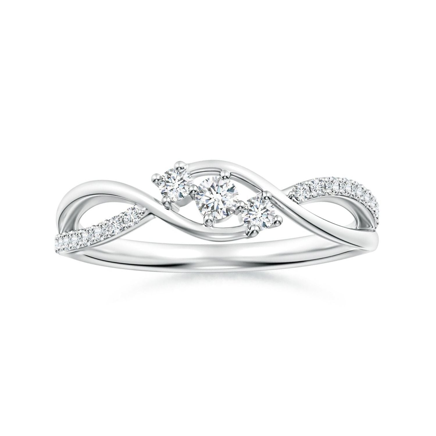 Infinity Twist Three Stone Moissanite Promise Ring