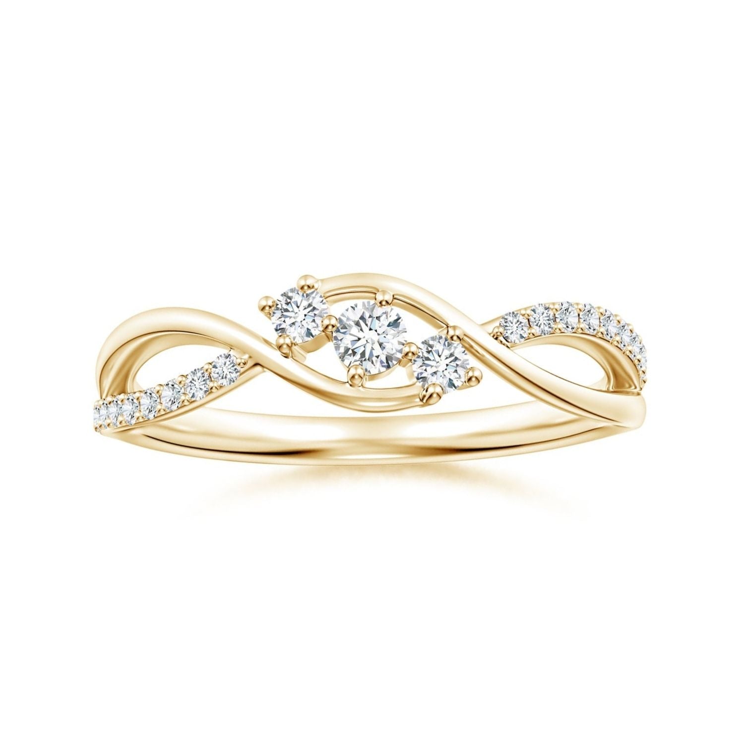 Infinity Twist Three Stone Moissanite Promise Ring