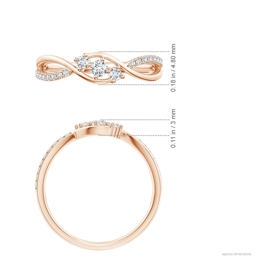 Infinity Twist Three Stone Moissanite Promise Ring