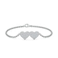 Interlinked Double Heart Moissanite Pavé Chain Bracelet
