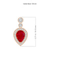 Inverted Pear Lab-Created Ruby with Moissanite Halo and Station Pendant Necklace