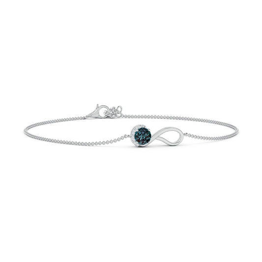 Lab Alexandrite Infinity Curve with Moissanite Halo Bracelet