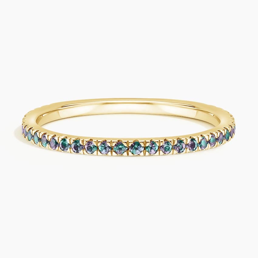 Lab Alexandrite Pavé Three-Quarter Coverage Wedding Band - 1.4 mm
