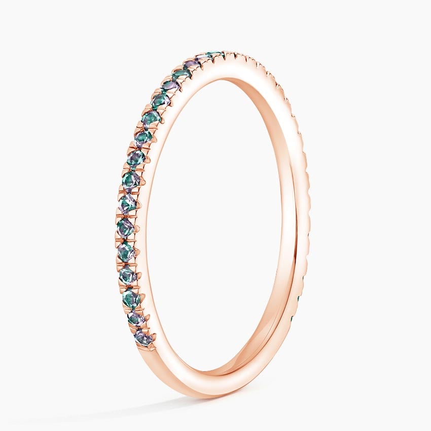 Lab Alexandrite Pavé Three-Quarter Coverage Wedding Band - 1.4 mm