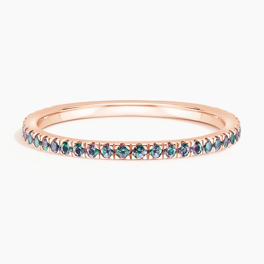 Lab Alexandrite Pavé Three-Quarter Coverage Wedding Band - 1.4 mm